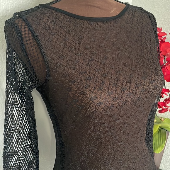 NWOT Dorothee Schumacher Sheer Lace Net Long Sleeve Top 2 - Picture 2 of 7